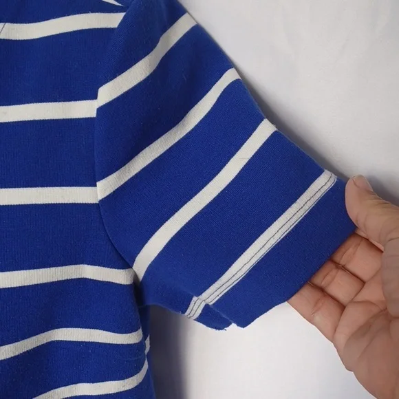 GAP Blue/white striped heavy tee dress with pockets, back zip, front pockets - Picture 4 of 8